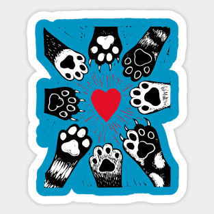 Cat Love Paws Sticker